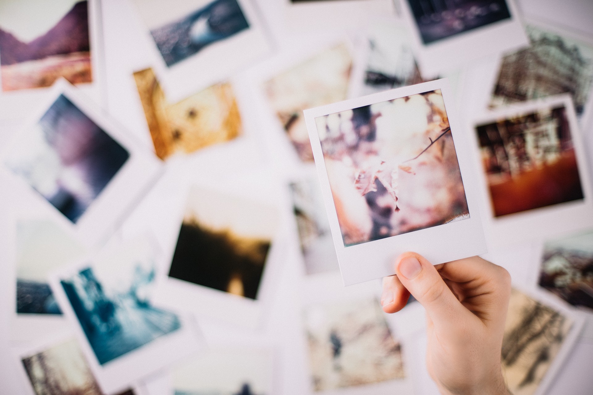 Hand holding polaroid